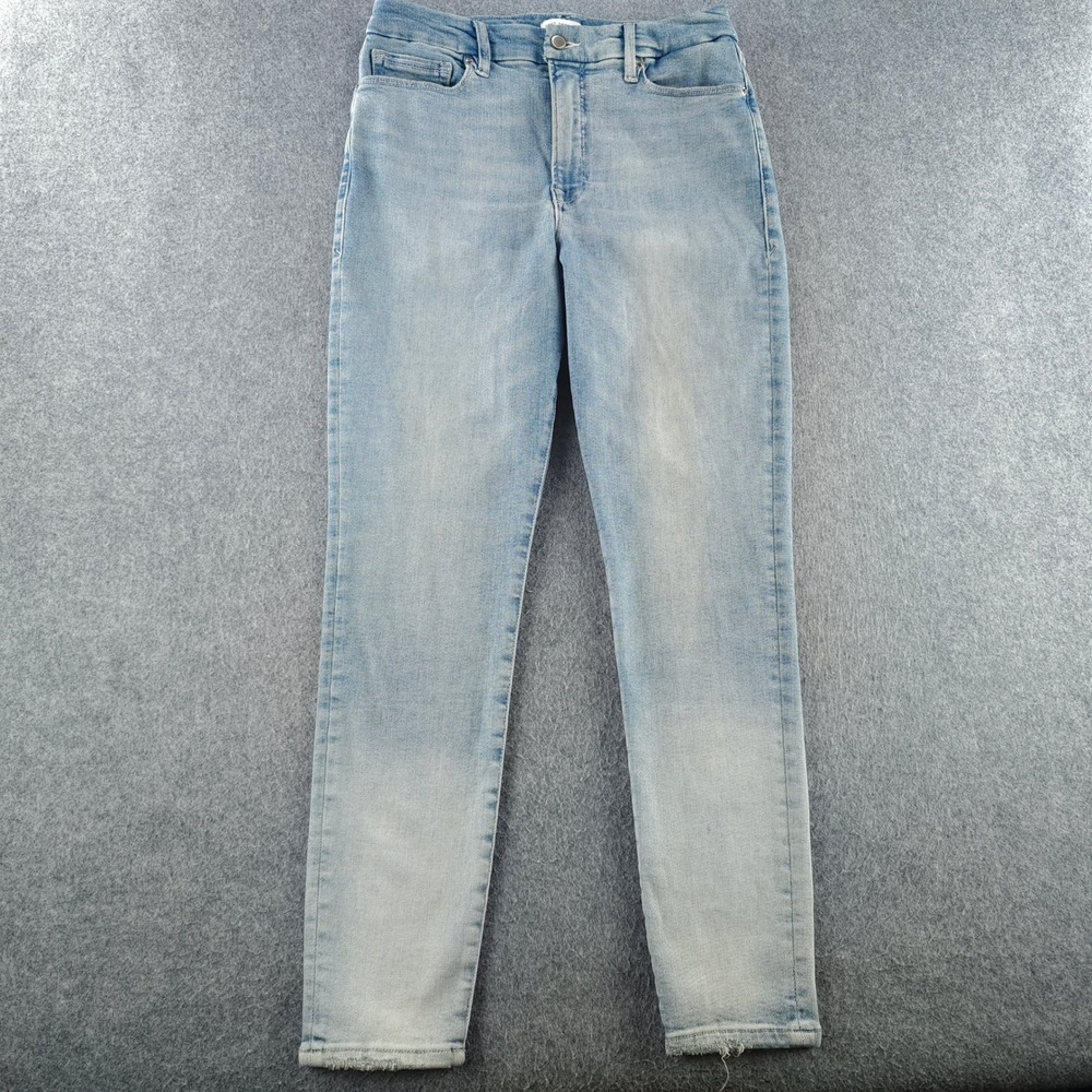 Good American Good Waist Skinny Jeans Womens 12/31 High Rise Light Wash Denim
